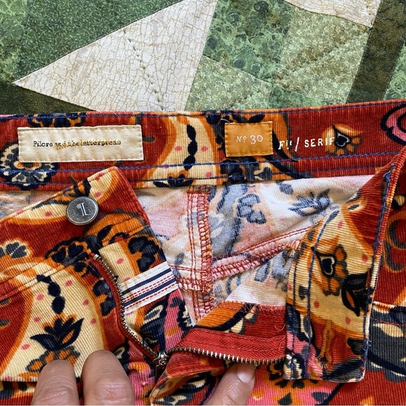 Pilcro And The Letterpress Anthropologie‎ Paisley Corduroy Pants Serif Size 30 - Picture 4 of 13